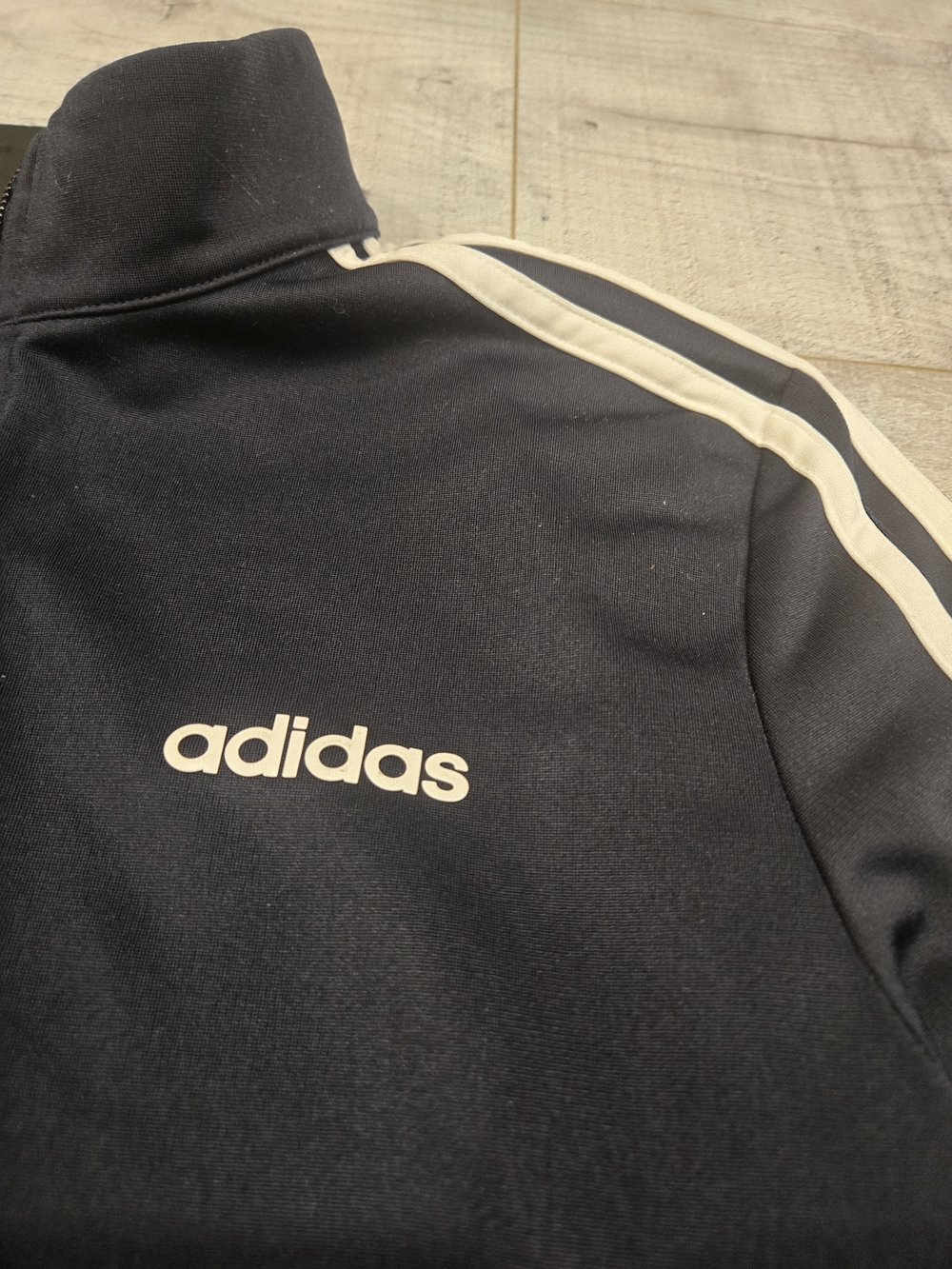 Adidas Navy Track Jacket with White Stripes - Picture 3 of 8